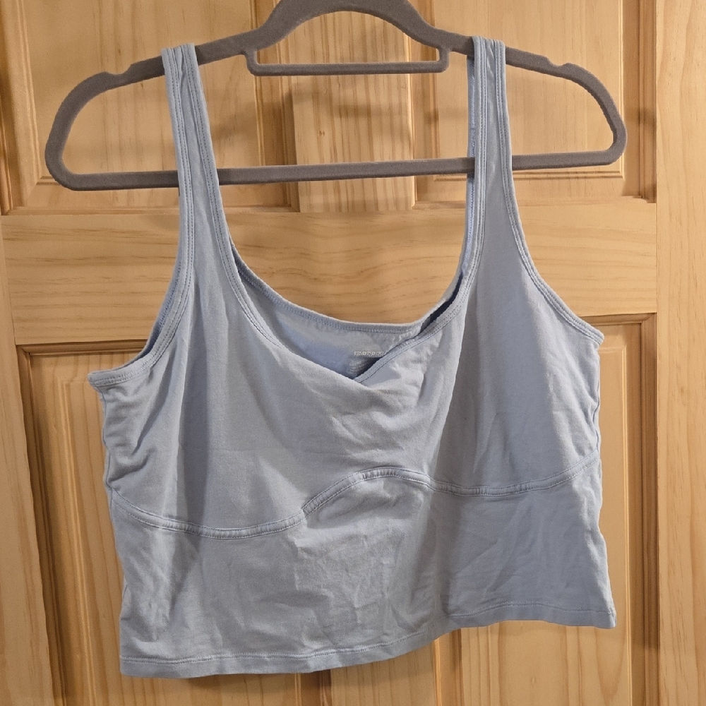PINK By Victoria's Secret Baby Blue Crop Tank W/ Built In Bra